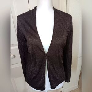 Eileen Fisher Black Silver Metallic Cardigan. Size S.
